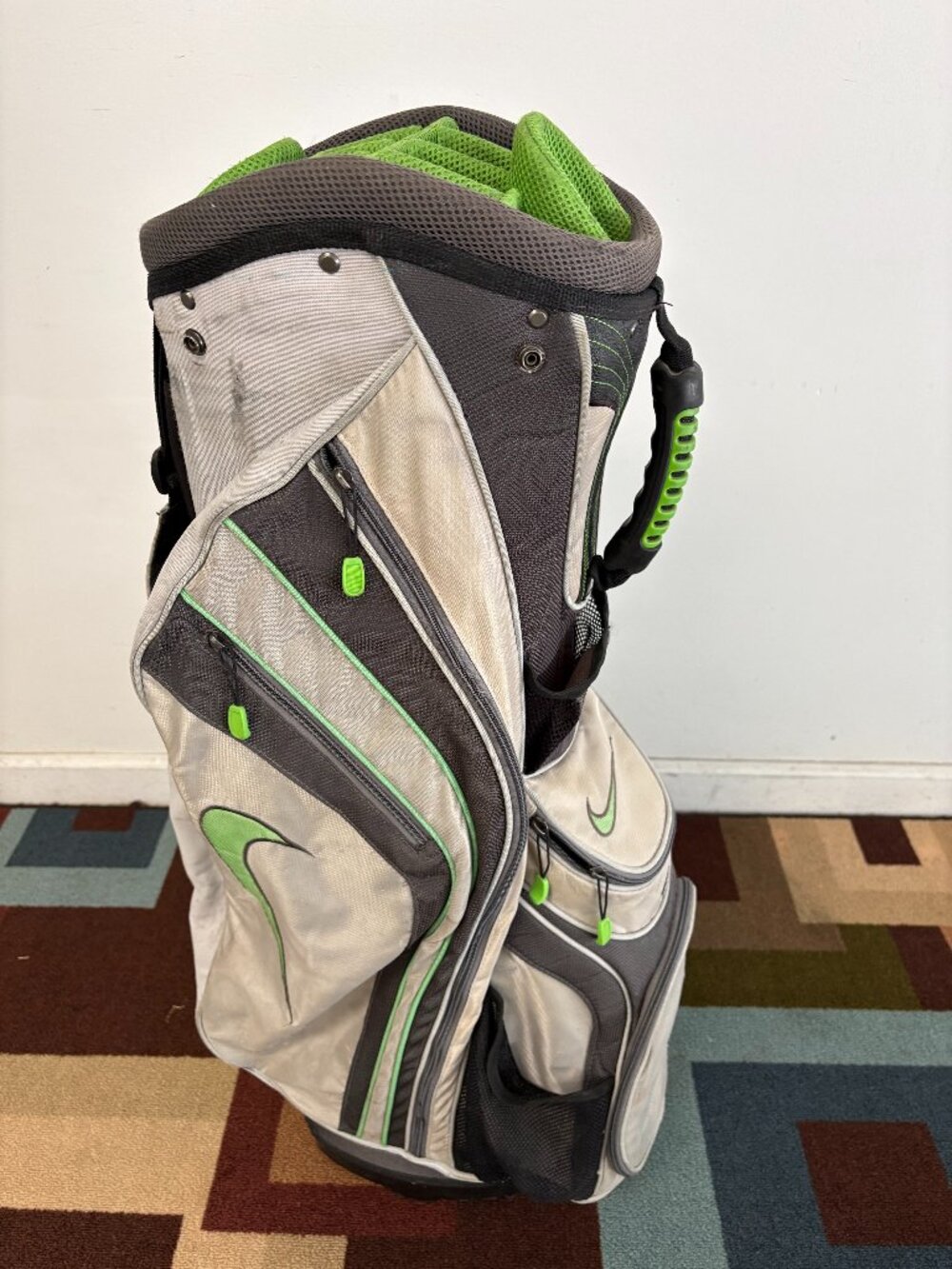 Nike Cart Golf Club Bag 10 Dividers Gray Green